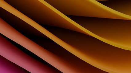 Abstract Purple and Orange Wavy Ribbons 3D Background