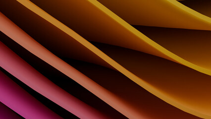 Abstract Purple and Orange Wavy Ribbons 3D Background