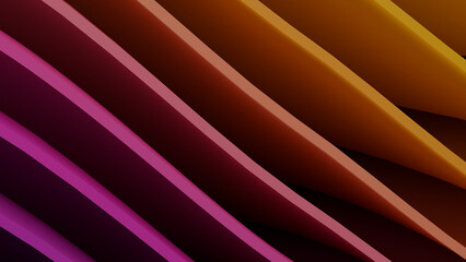 Abstract Purple and Orange Wavy Ribbons 3D Background