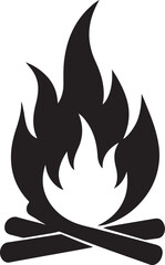 Campfire Silhouette Icon — Burning Firewood Outdoor Camping Vector