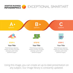 Process Chart with Three Steps Template