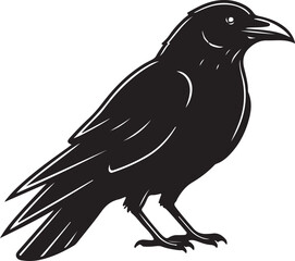 Raven Crow Silhouette — Dark Bird Shape, Animal Wildlife Vector Design