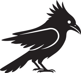 Crow Silhouette — Black Bird Wildlife Flying Raven Vector Illustration