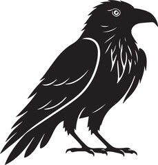 Raven Crow Silhouette — Dark Bird Shape, Animal Wildlife Vector Design