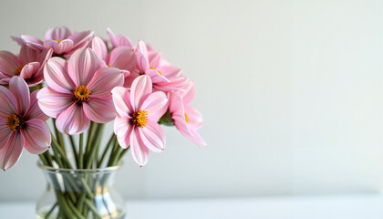 Obraz premium Pink flowers in vase for International Women’s Day celebration