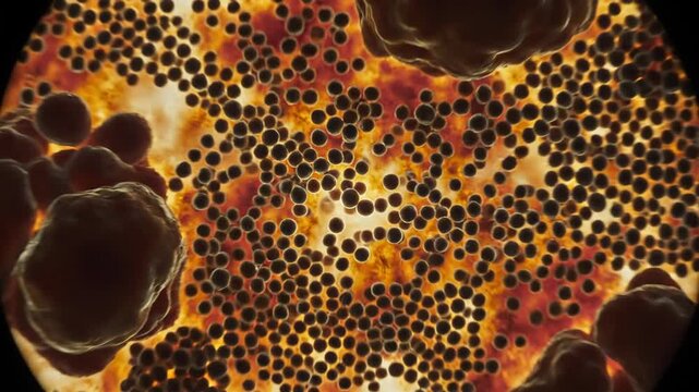 Yeast Cells Budding and Dividing in Microscopic View