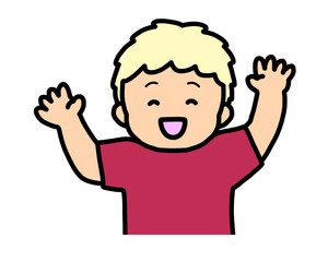 にっこり喜ぶ　金髪の男の子