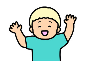 にっこり喜ぶ　金髪の男の子