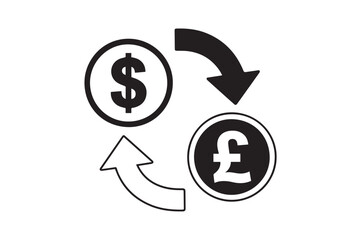 currency exchange icon dollar to pound arrows vector illustration