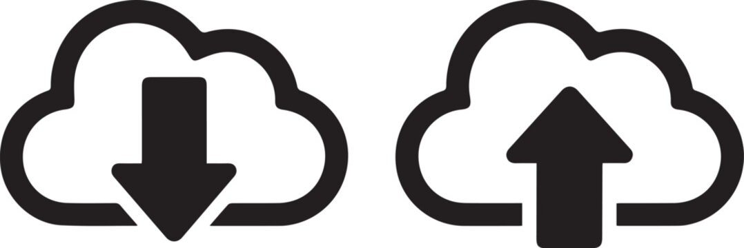 cloud upload download icons vector for app and interface