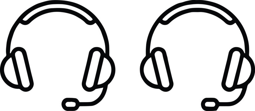 headset symbol two headsets with boom microphone communication icon