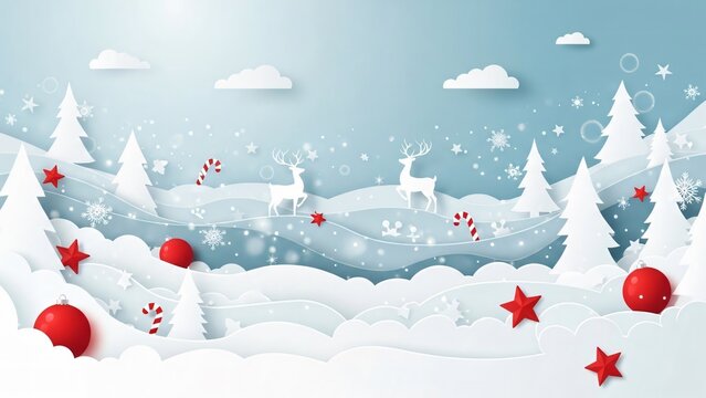 Winter wonderland with reindeer and stars - Powered by Adobe
