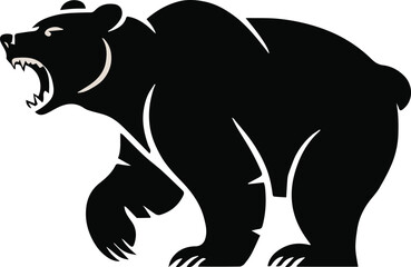 bear logo silhouette roaring emblem for sports team and brand
