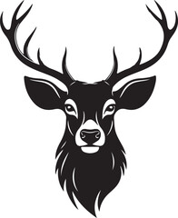 Deer Head Silhouette — Antler Wildlife Animal Vector Illustration