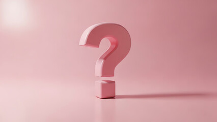 Pink question mark isolated on pink background