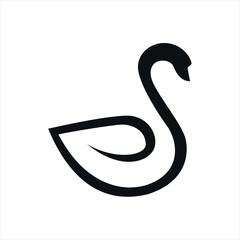 Swan logo concept bold line luxury, black and white logo, natural logo.