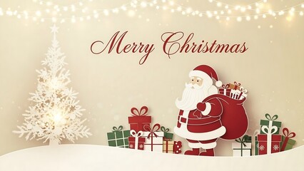 Santa claus with gifts and christmas tree decoration