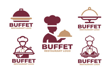 5 Buffet Restaurant Logo Set Culinary Dining Branding Collection