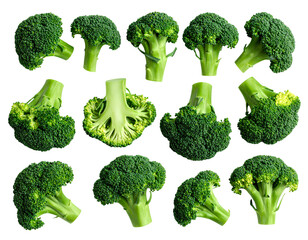 Broccoli Florets Top Down Flat Lay Isolated PNG