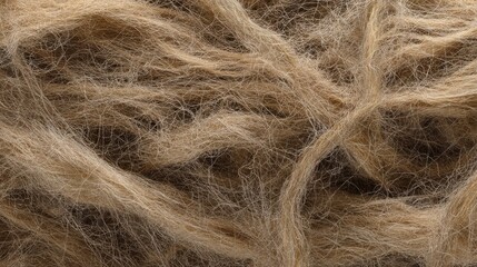 Obraz premium Close-up of fluffy woolen yarn with irregularly intertwined fibers,