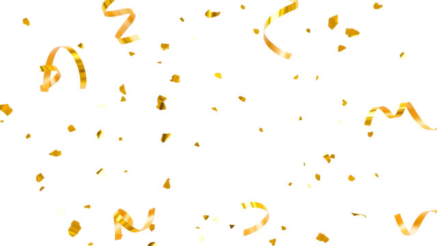 Colorful confetti swirls and sparkles on black backdrop isolated on transparent background