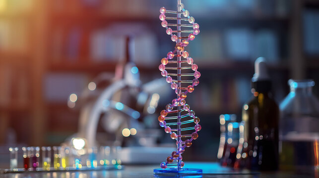 DNA double helix model in science laboratory setting