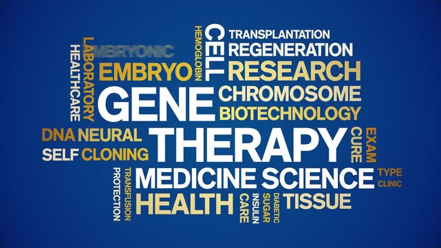 Gene Therapy animated word cloud-text design animation tag kinetic typography seamless loop.