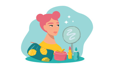 vector flat style illustration on the theme of cosmetic, male up