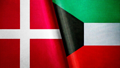 デンマークの国旗とクウェートの国旗(Denmark flag & Kuwait flag.)
