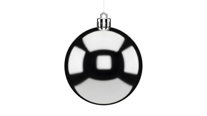 Fototapeta premium Black and white christmas ornament hanging on white background