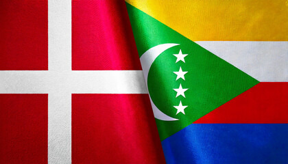 デンマークの国旗とコモロの国旗(Denmark flag & Comoros flag.)
