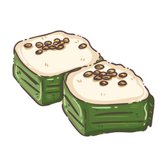 Traditional Thai Dessert Kanom Tako (Pudding with Coconut Topping) Vector