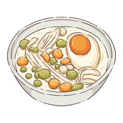 Traditional Thai Bua Loi Kai Wan (Taro Balls with Sweet Egg in Coconut Cream) Vector