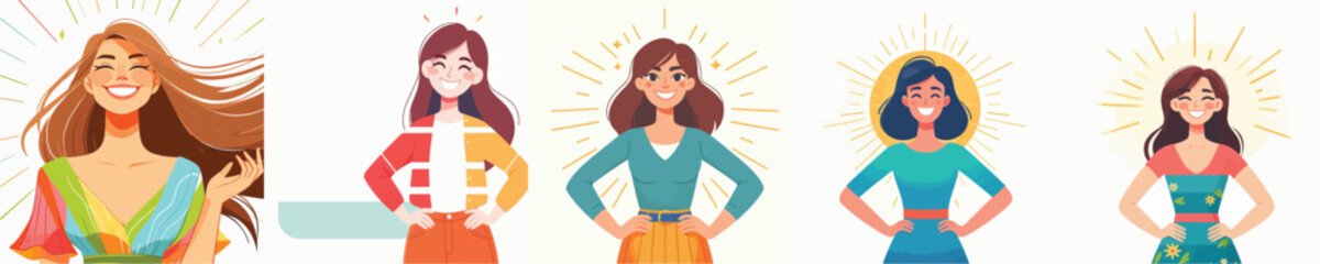 vector of happy woman with white background