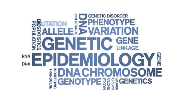 Genetic Epidemiology animated word cloud-text design animation tag kinetic typography seamless loop.