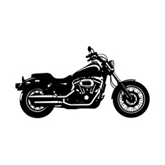 Obraz premium A black motorcycle illustration viewed from the side on a plain background