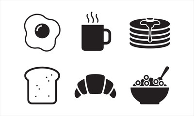 Fototapeta premium Breakfast Icon Silhouette Set
