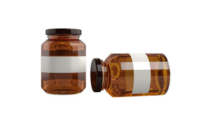 Amber Glass Cosmetic Jar with Black Lid &ndash; Empty Refillable Cream & Balm Container Mockup