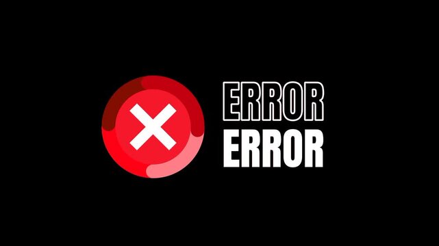 Shows a large red error icon with the repeated word ERROR, emphasizing an ongoing or unresolved malfunction requiring investigation or corrective action.