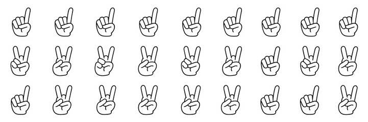 Minimalist Hand Gestures Pattern Background: Symbolic Hand Signs Illustration for Communication, Creativity, Expression, and Design Projects, Seamless Repeat in Modern Black and White for Websites and