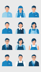 Diverse Team Avatars for Business & Professional Use: Employee Portraits in Modern Minimalist Style Presenting Staff, Colleagues, & Individuals for Website, Presentations, Marketing, Human Resources,