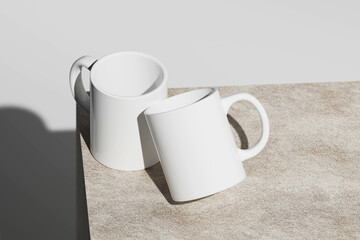 Modern Ceramic Mug Mockup on Textured Surface