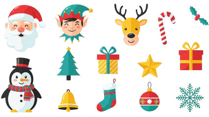 Fototapeta premium A charming assortment of classic holiday season icons, ideal for festive greetings and seasonal decorations
