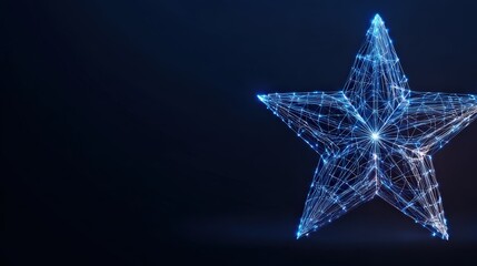 An intricate network of interconnected lines forms a glowing star, radiating a sense of technological sophistication against a deep backdrop. ..Created with Generative AI, not depicting real subjects.