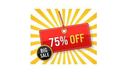 75% Off Sale Badge – Big Discount Tag with Burst Background for Retail & E-commerce

