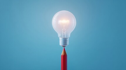 A creative April Fool's Day prank featuring a glowing incandescent light bulb attached to a red pencil tip,