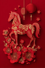 Happy chinese new year 2026 the horse zodiac sign