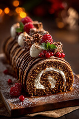 Yule Log Gingerbread Cake