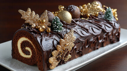 Yule Log Gingerbread Cake