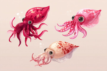 Cute Octopus Cartoon Illustration